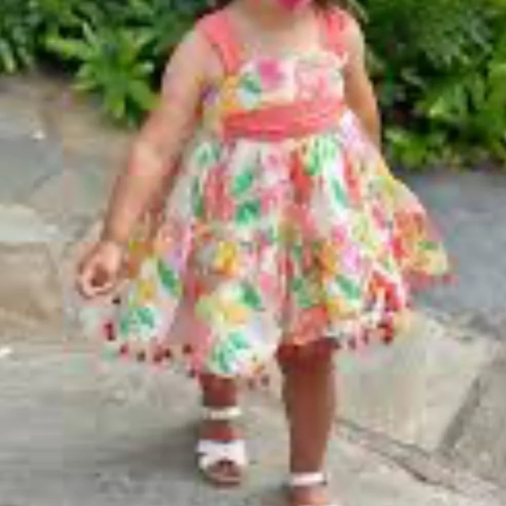 NWT Tommy Bahama Linen Blend Sun Dress Girls 18m Tropical Flowers Bird Butterfly